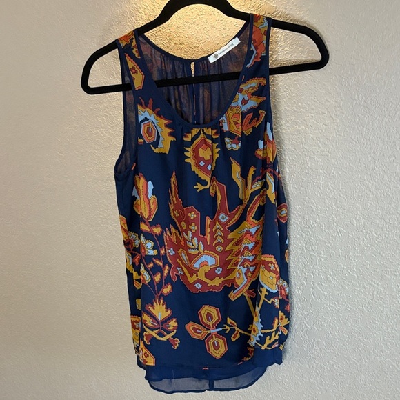 The Impeccable Pig Blue and Brown Sleeveless Tank Top/ Size measures as large - Picture 1 of 6